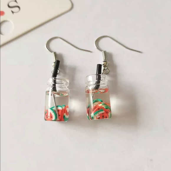 New Pearl Milk Tea Fruit Creative Personality Drop Earrings - Picture 1 of 6